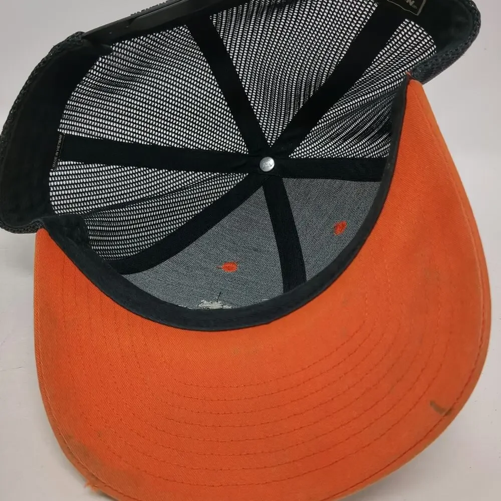 Richardson Trucker Hat Orange Black One Size Mesh Back Snapback Insulation Logo